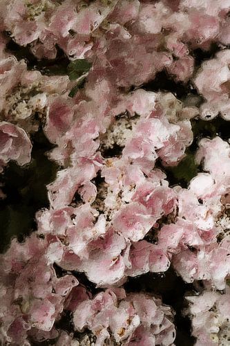 Rosa Blumen in Ölfarbe