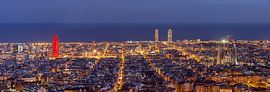 Panorama der Skyline von Barcelona bei Nacht von PhotoCluster