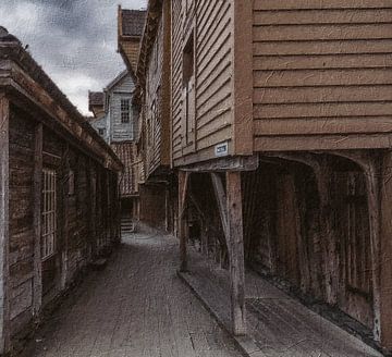 Gasse zwischen alten Holzhäusern von Jan Eijk