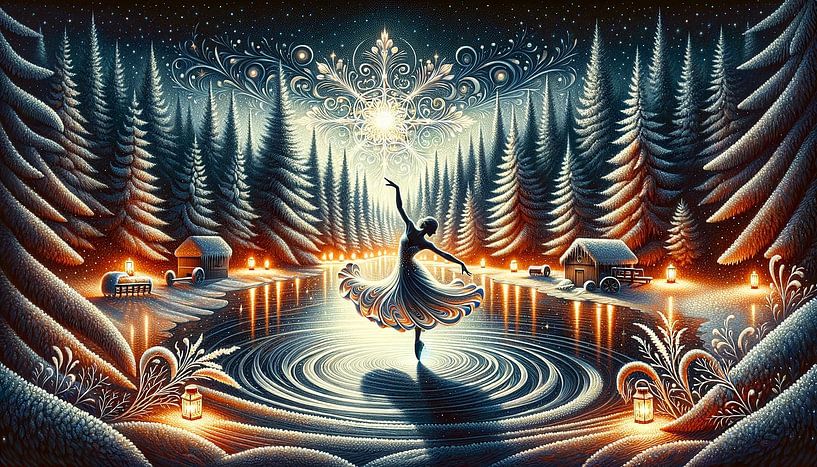 Danse des esprits de la lumière dans la nuit d'hiver par artefacti