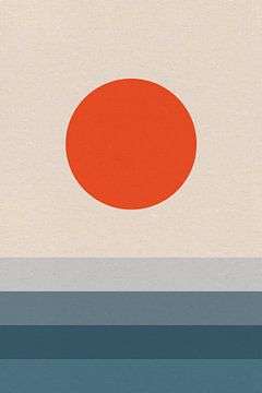 Zon, maan, oceaan. Ikigai. Abstracte minimalistische Zen kunst XV van Dina Dankers