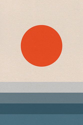 Zon, maan, oceaan. Ikigai. Abstracte minimalistische Zen kunst XV