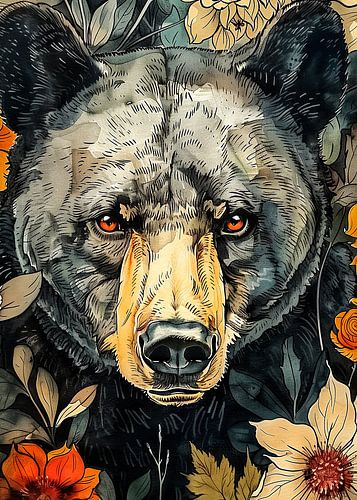 Dier Bear aquarel Animal Art