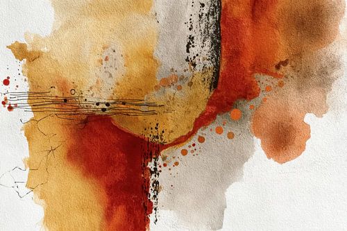 Peinture abstraite moderne aux tons ocre rouge, apaisante sur Joriali Art abstrait