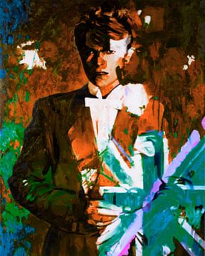 Motiv David Portrait  Bowie Union Jacks - The Duke Chic - Gold Braun by Felix von Altersheim