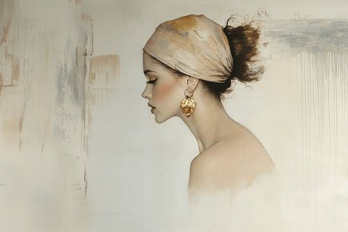 Portrait moderne chic et abstrait dans des tons pastel