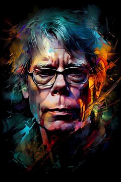 Stephen King Farbexplosion Porträt von De Muurdecoratie