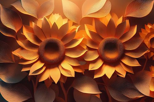 Zonnebloemen grafisch AI