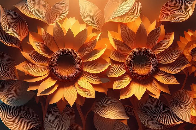Sunflowers graphic AI by Jörg B. Schubert