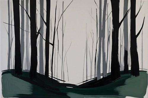 Forêt abstraite avec du vert et du noir