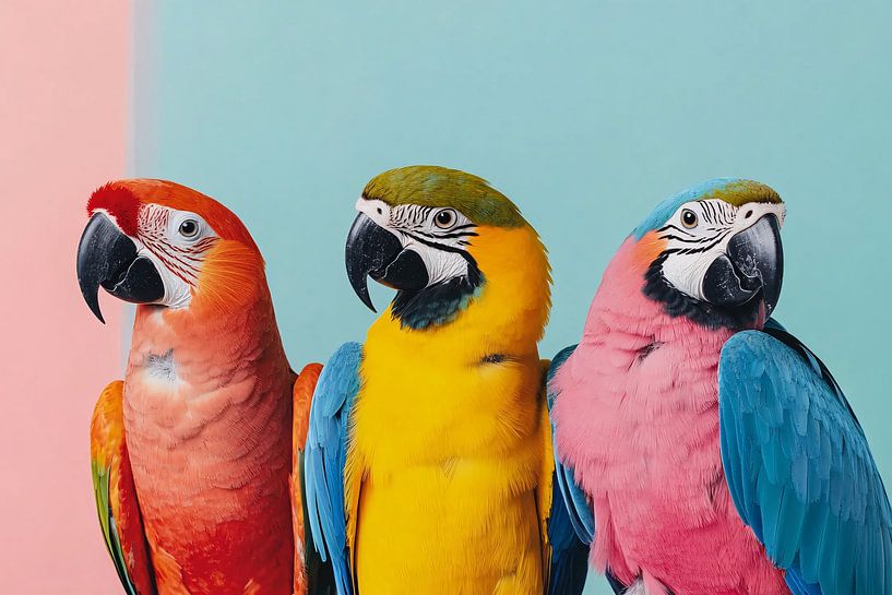 Three colourful parrots by Imperial Art House