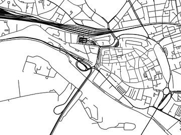 Kaart van Arnhem Centrum in Zwart Wit van Map Art Studio