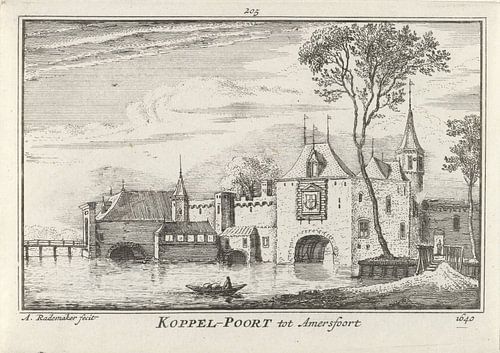 Gezicht op de Koppelpoort te Amersfoort, 1640, Abraham Rademaker