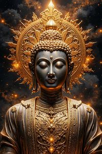 Fantasy Wall Art: BUDDHA OF ETERNAL LIGHT - Guardian of the Golden Cosmos