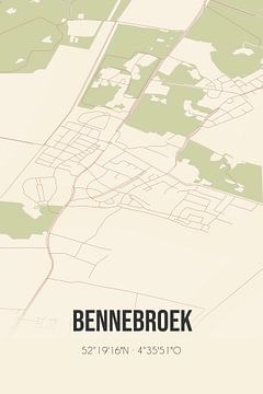 Vieille carte de Bennebroek (Hollande du Nord) sur Rezona