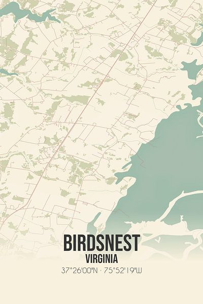 Vintage map of Birdsnest (Virginia), USA. by Prints of Place