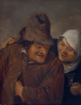 David Teniers de Jonge, Twee boeren met een glas wijn, ca. 1645 van Atelier Liesjes