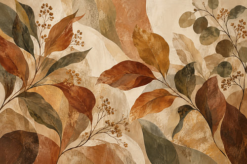 Des feuilles d'automne dans une harmonie botanique chaleureuse