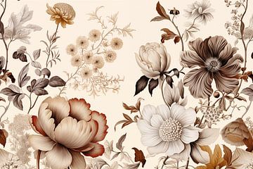 Japandi, Bloemen motief Vintage van Caroline Guerain