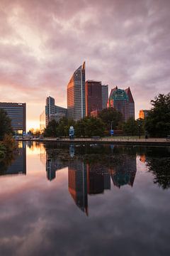 Skyline of The Hague at sunrise