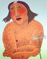 Frau mit Margerite