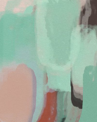 Moderne abstracte hedendaagse kunst in pastelkleuren. Mintgroen, terra, taupe en roze.