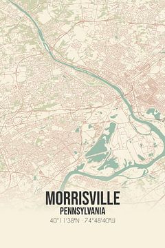 Vintage landkaart van Morrisville (Pennsylvania), USA. van MijnStadsPoster