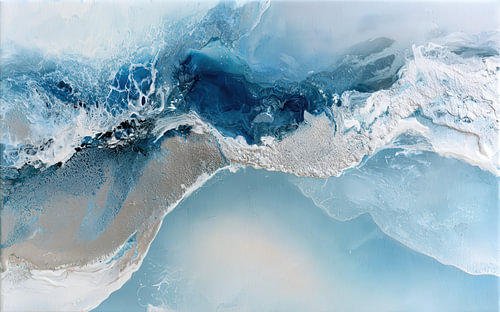 Ice-Blue Abstract Painting – Striking for the Living Room