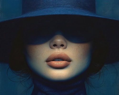 Woman Blue Portrait | Cobalt Enigma Unveiled