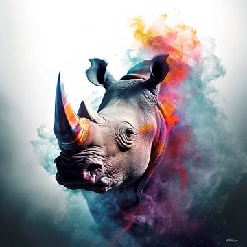 Nashorn in Multicolour von Gelissen Artworks