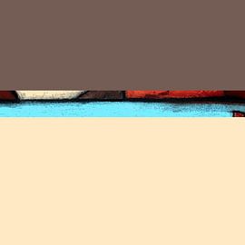 Abstrakte Farbfelder / Blau, Beige, Braun, Rot von Kerstin Franz