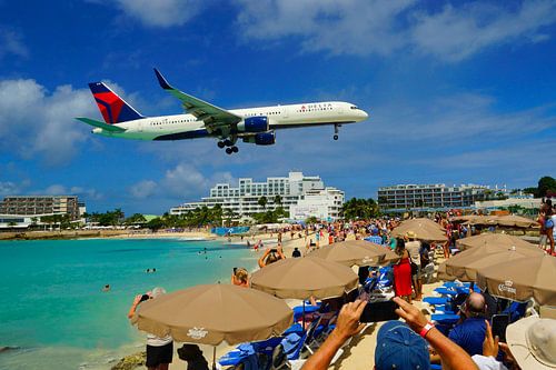 Landing approach at Maho Beach on St. Maarten
