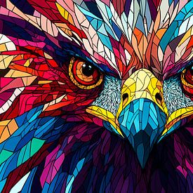 Colourful eagle head in glass style by Imperial Art House