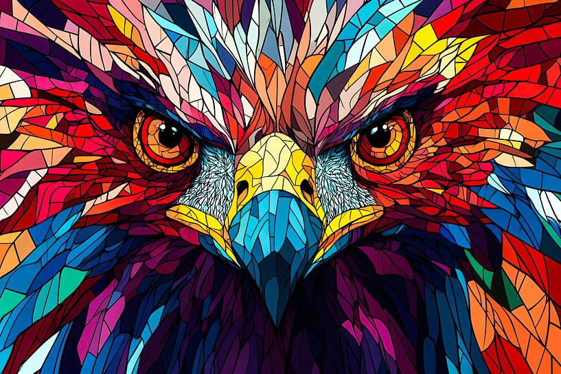 Colourful eagle head in glass style by Imperial Art House