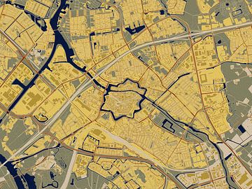 Carte de Zwolle dans le style de Gustav Klimt sur Maporia