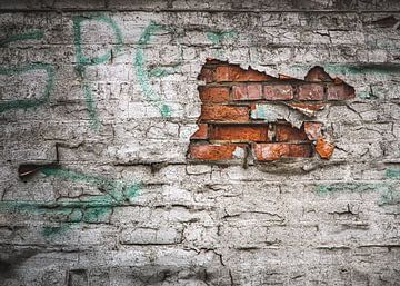Oude muur (in Doel België) van Nicky Kapel