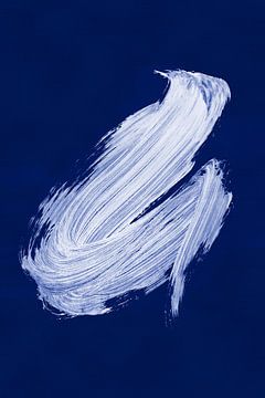 White Paint Brushstroke on Dark Blue Background by Markus Gann