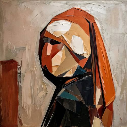 Abstrakte Vision von Das Mädchen mit dem Perlenohrring 1 von Joyce de Jong