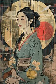 Beautiful young woman in Ukiyo style by Poster Art Shop
