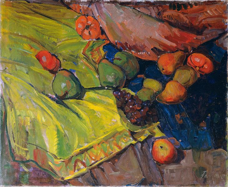 Nature morte avec fruits sur toile verte, Anton Faistauer par Des maîtres magistraux