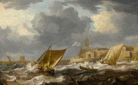 Vessels And A Rowing Boat On Choppy Waters, Bonaventura Peeters the Elder by Masterful Masters thumbnail