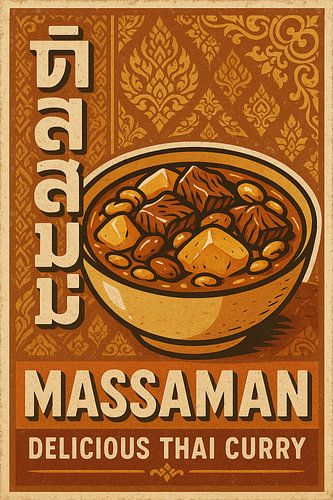 Massaman Curry Muurprint - Retro Thaise Poster
