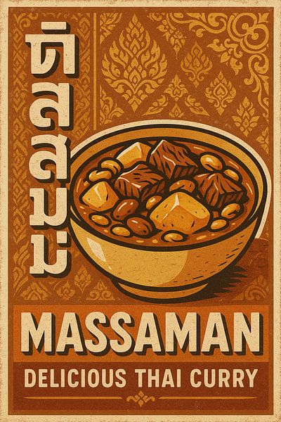 Massaman Curry Wall Print – Retro Thai Food Poster by Travel Shop