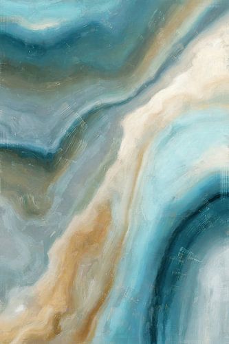 Abstract Flow Aqua Drift II | Abstract werk in turquoise en zandtinten