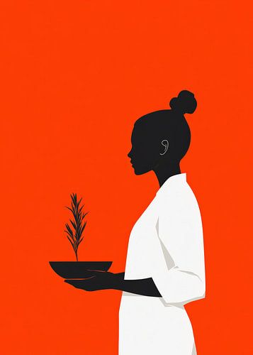 Vrouw leven minimal art plant