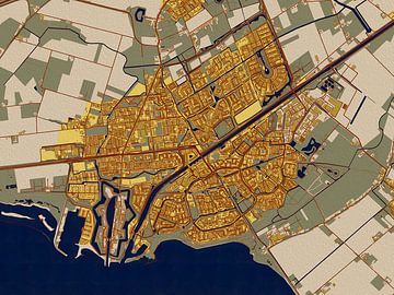 Kaart van Hellevoetsluis in de stijl van Gustav Klimt van Maporia