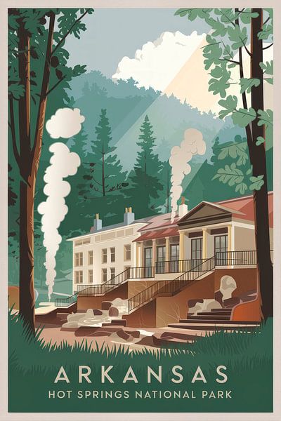 Hot Springs, Arkansas Vintage Travel Poster von Poster Art Shop
