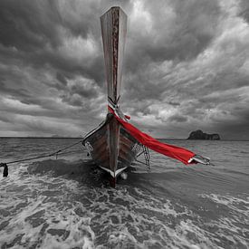 Red courage against a dark sky by Walter G. Allgöwer