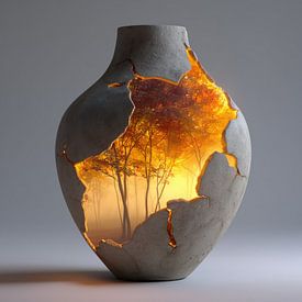 Des arbres dans un vase en pierre sur TheXclusive Art
