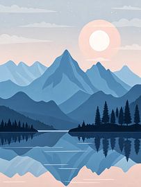 Ruhiger Bergsee in der Morgendämmerung von Artistic